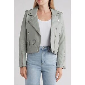 Blank NYC Leather Jacket in Light Gray
